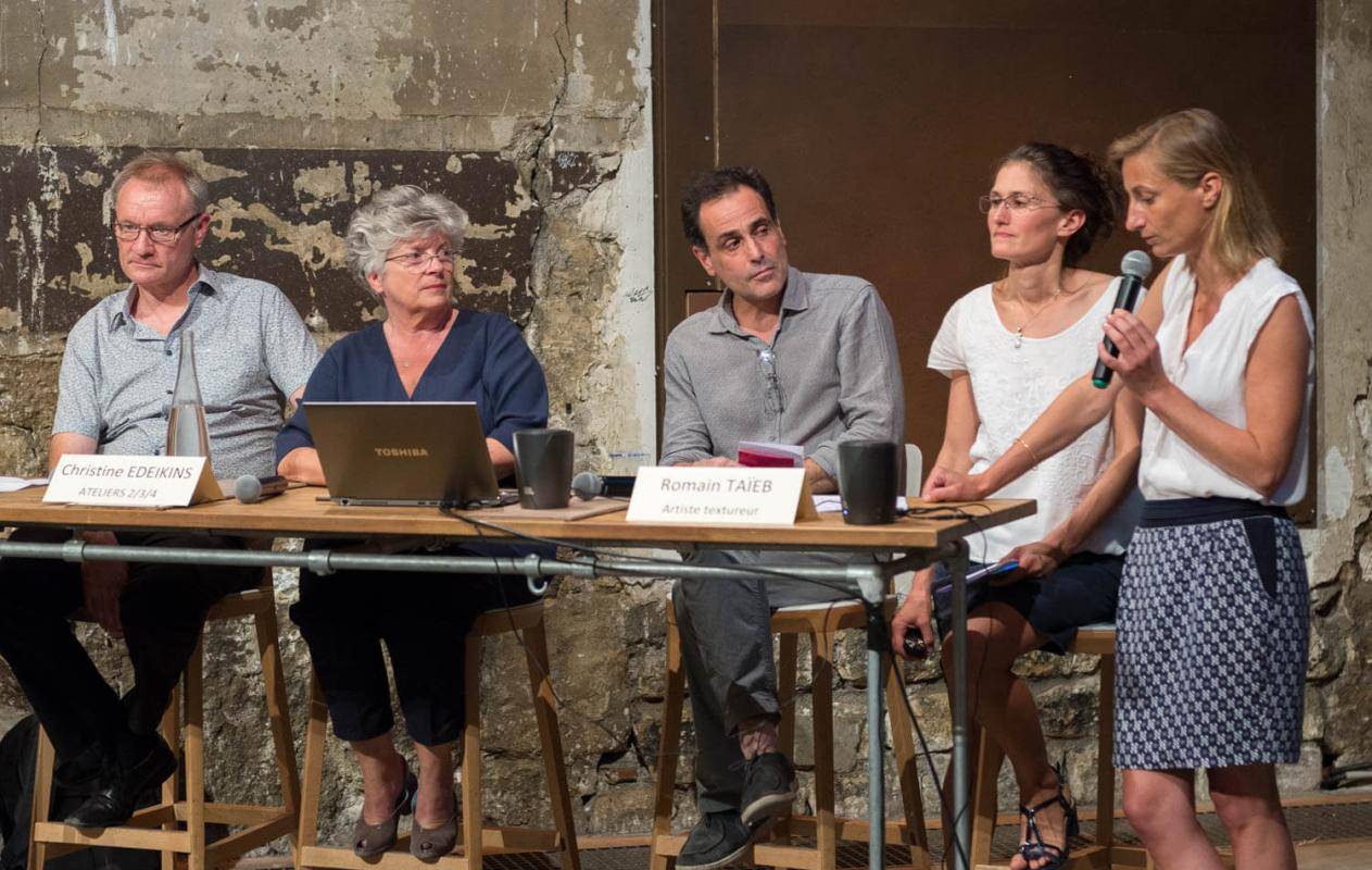 Snøhetta, Scape Architecture - SRA Architectes, et l’entreprise AAB  |  Ateliers 2/3/4/ - Christine Edeikins et Jean Mas - Delta Préfabrication, Romain Taïeb, Vinci Construction le 15 juin 2017, Maison de l’architecture IDF 