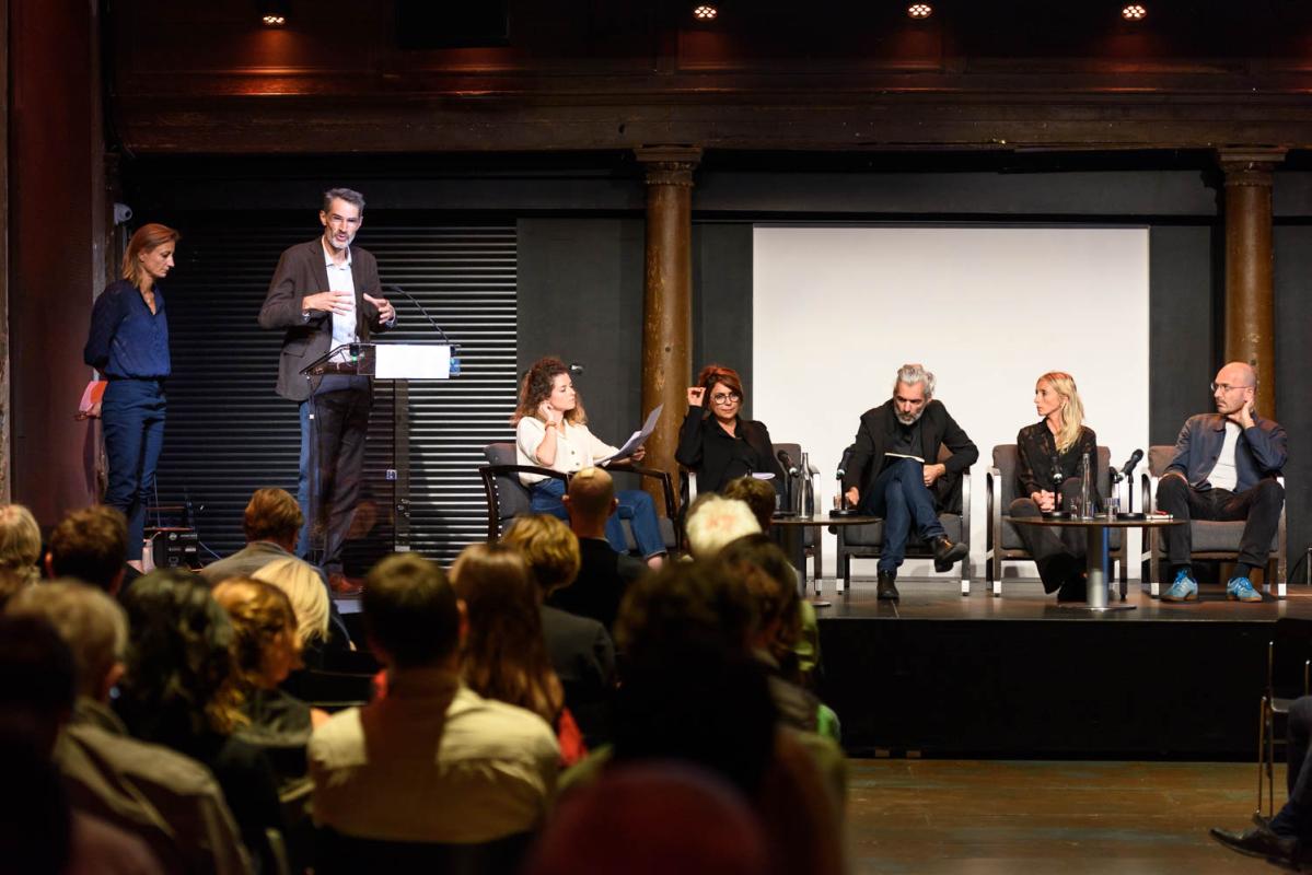 Table ronde de lancement du 4e Trophée béton Pro, le 5 octobre 2023 à la Maison de l'architecture Île-de-France à Paris - Photo : Écliptique / Laurent Thion